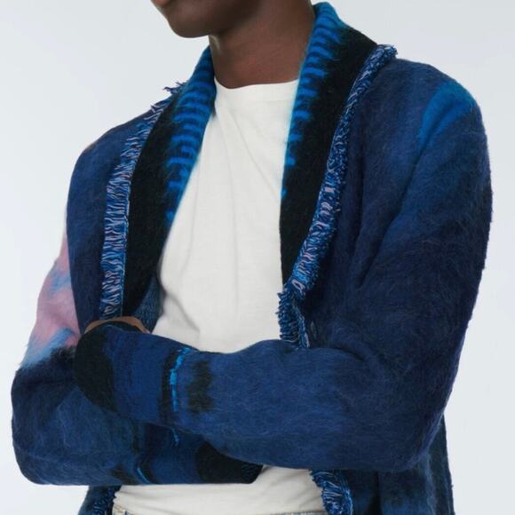 ALANUI: Men's Brushed Wool Blend Aurora Borealis Cardigan -M - Picture 9 of 10